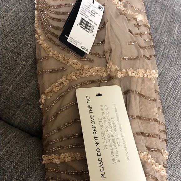 Adrianna Papell gold halter fully beaded gown - Picture 8 of 8